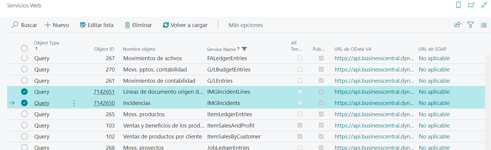 Aitana® Incident Management - Servicios web