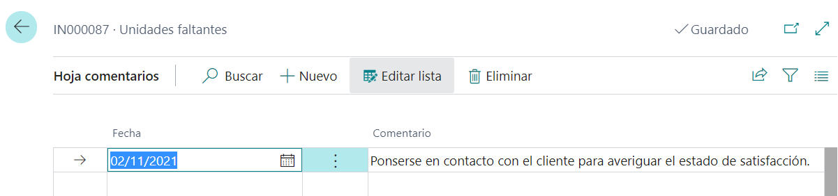 Comentarios cabecera - Acción