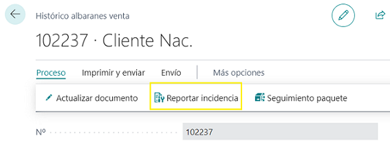 Documento origen - Acción para reportar incidencia
