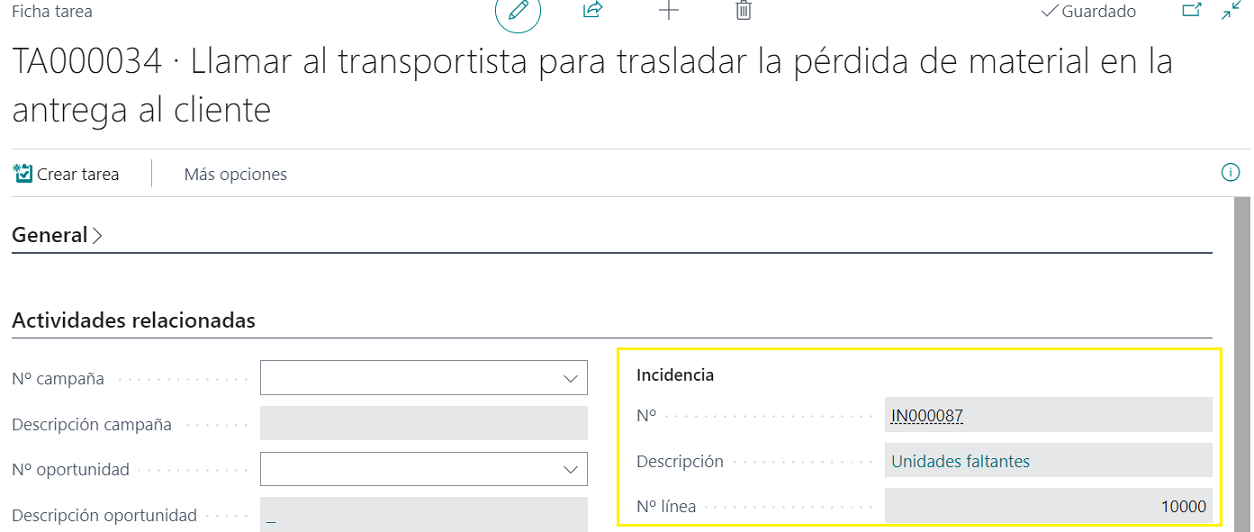 Ficha tarea - Navegar incidencias