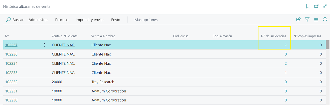 Listas docs origen - Nº incidencias