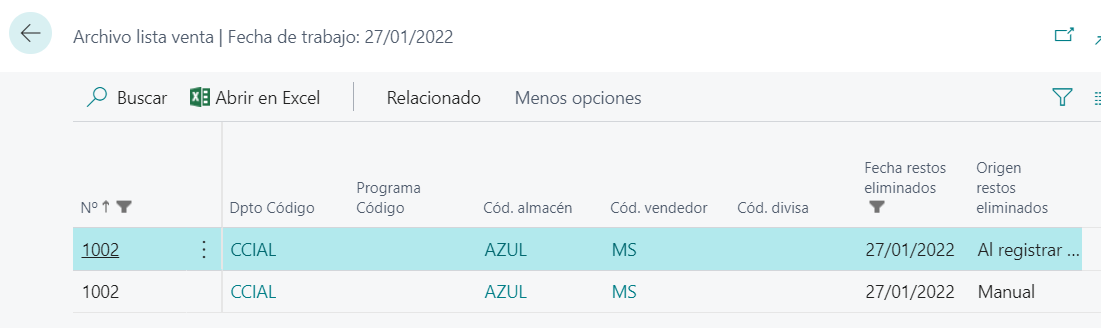 lista pedidos archivados