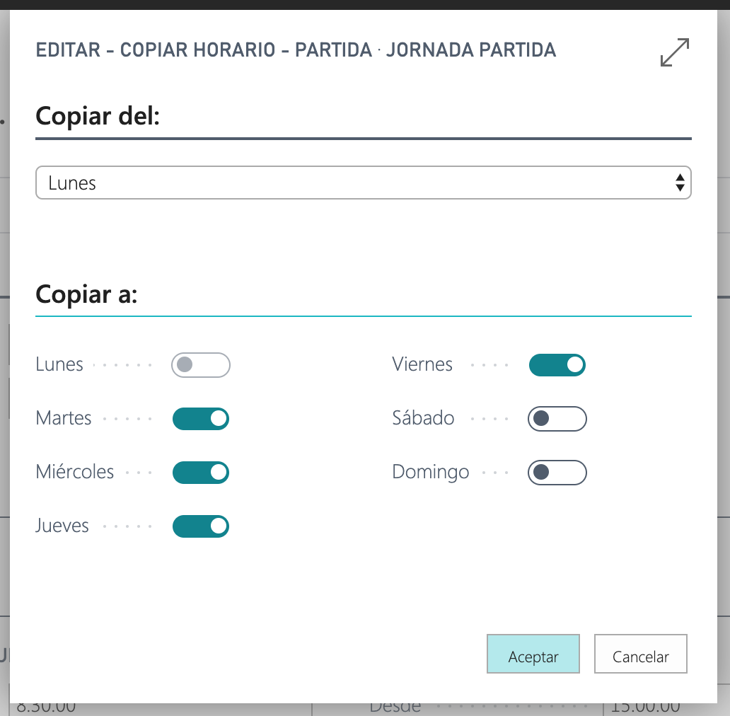 Copiar horario
