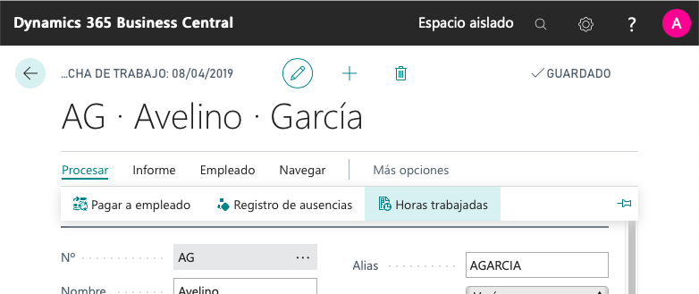 Acción horas trabajadas