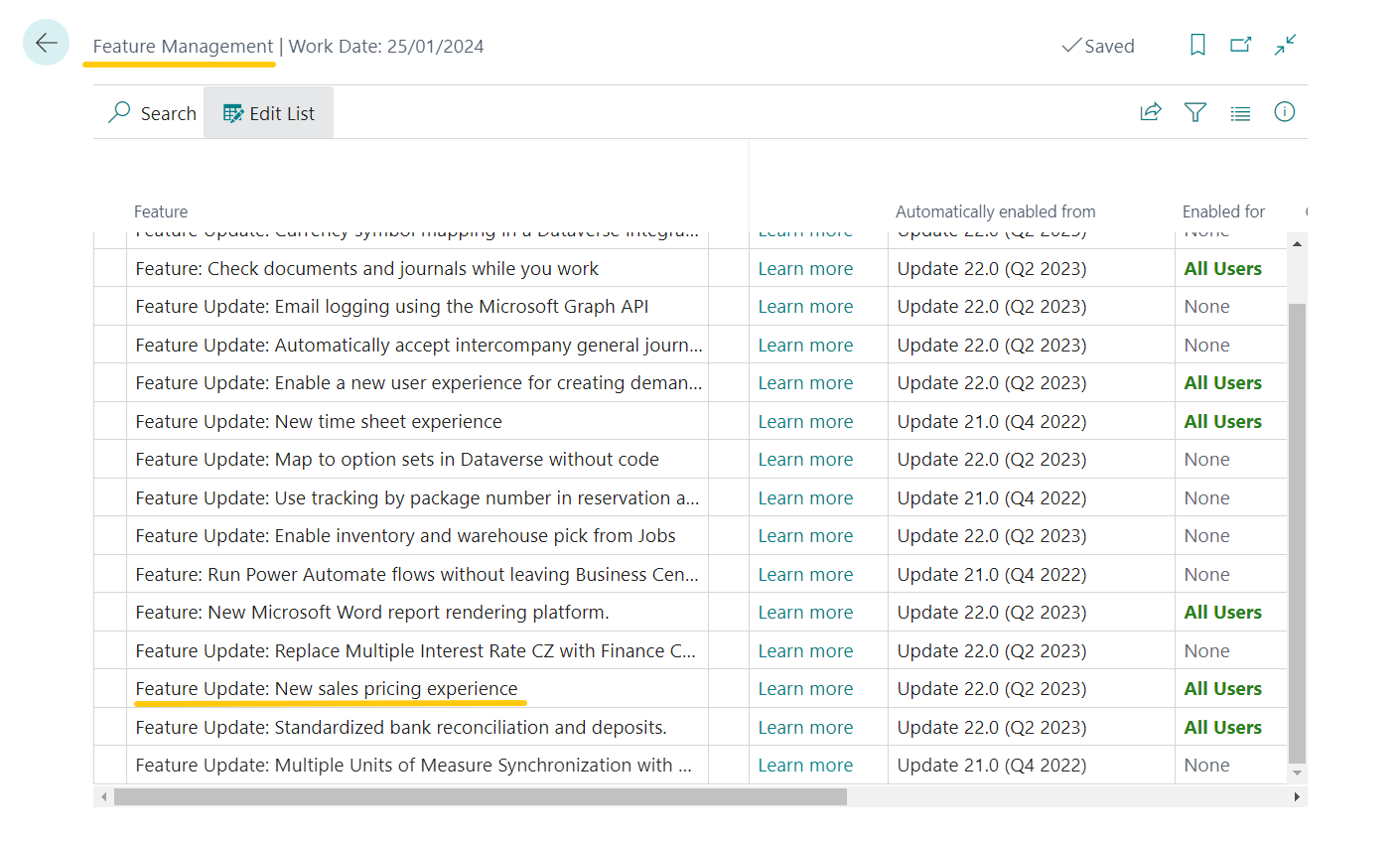 Required features