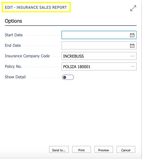 Insurance sales report request