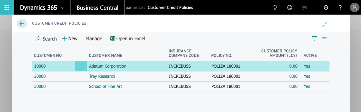 Assigned customer policy tab