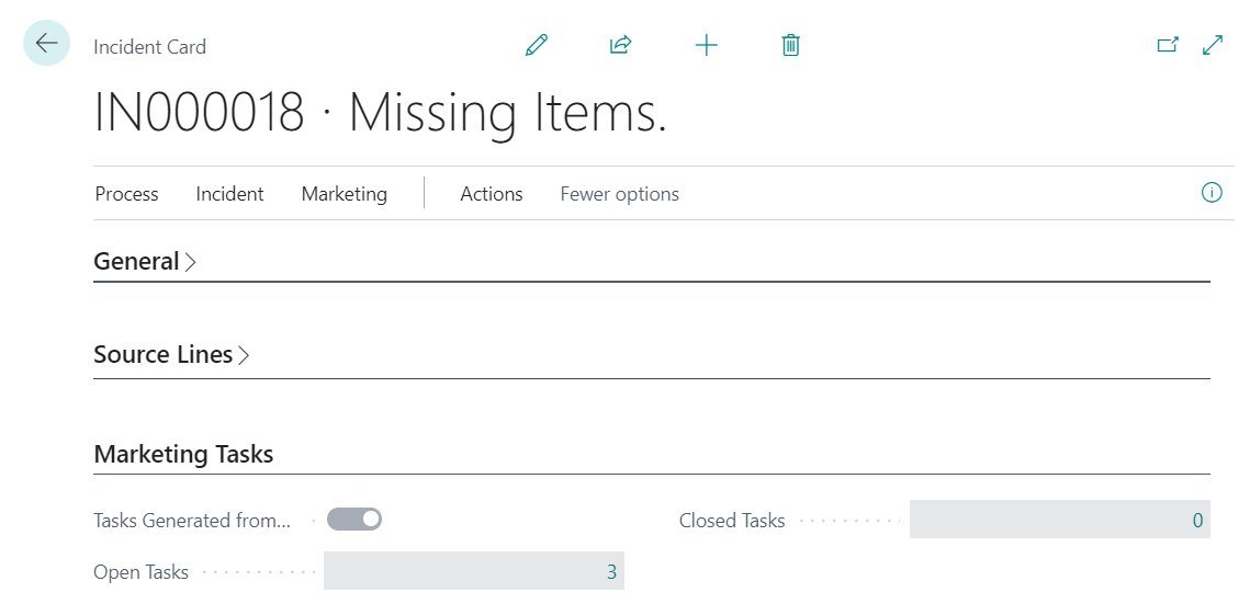Ficha incidencia - Sección tareas marketing