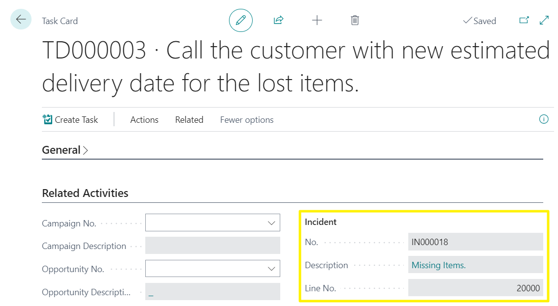 Tasks List - Navegate Incidents