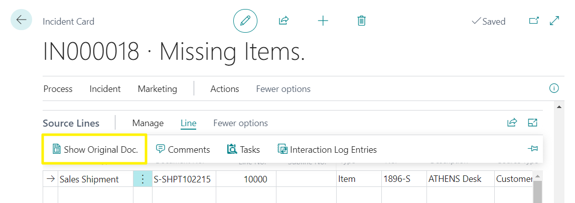Incident Line - Show Original Doc.