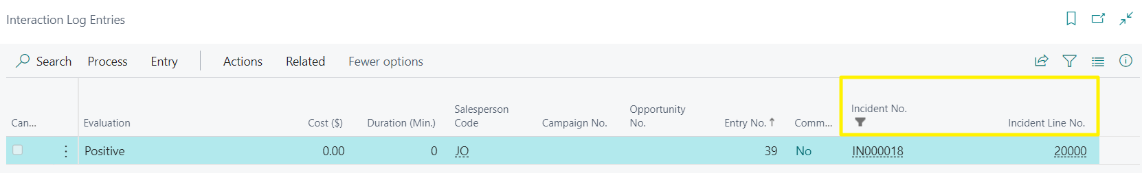 Interaction Log Entries - Navegate Incidents
