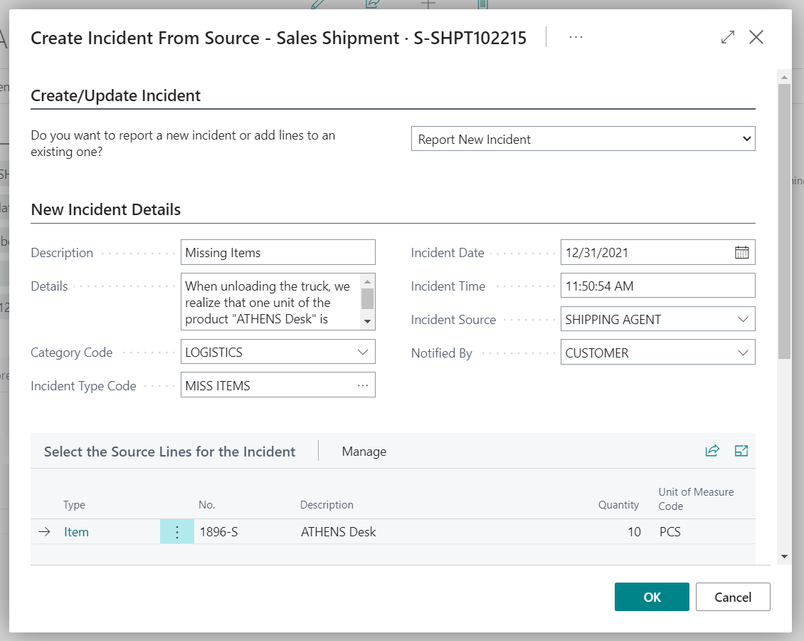 Incident Creation Page from Source Document
