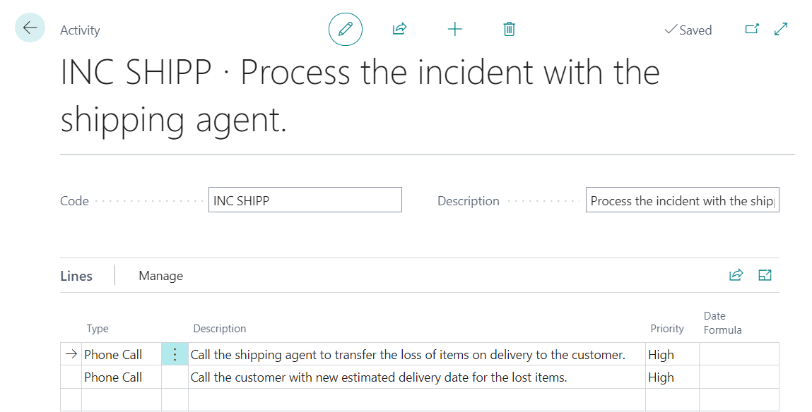 Incident Type - Tasks linked to each Activity