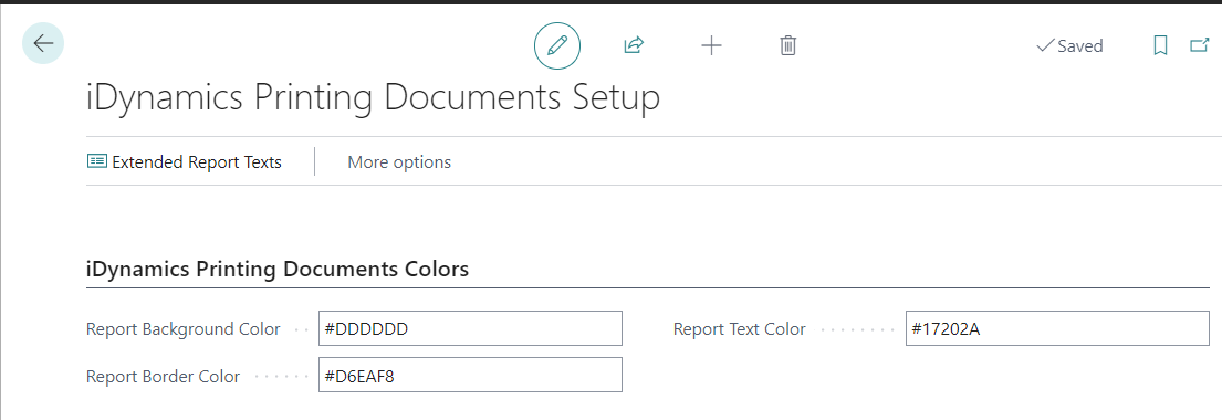 Aitana Printing Documents Setup/Reports Colors