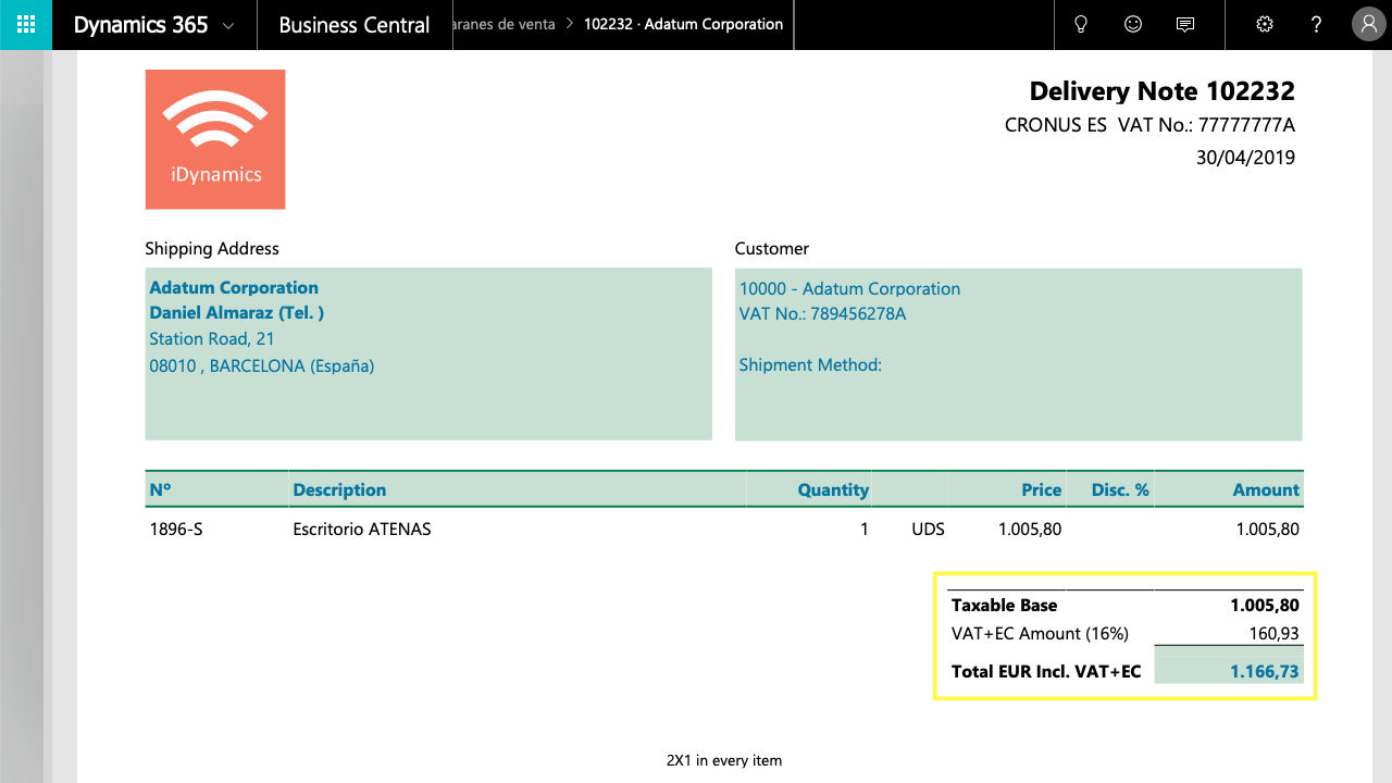 Posted Sales Shipment Report
