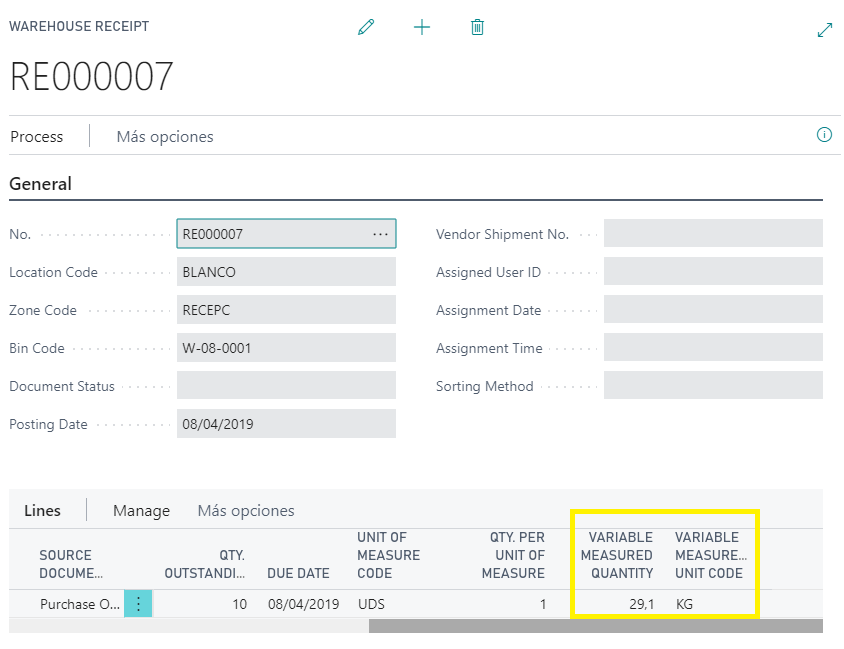 Documentos de recepción