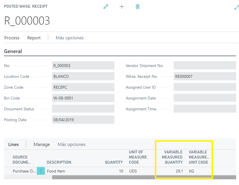 Documentos recepción registrada