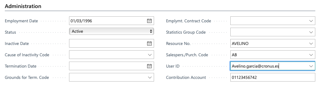 Employee Administration Tab