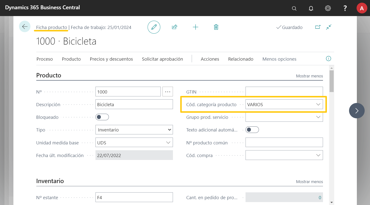 Configuración de producto