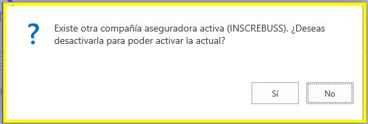 Mensaje de existencia de otra compañía