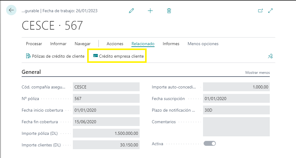 Credito empresa cliente