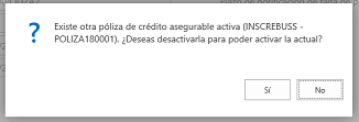 Mensaje que indica si existe alguna otra póliza