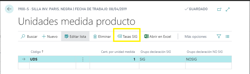 Acceso tarifa SIG