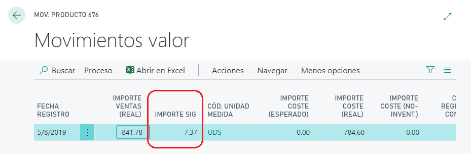 Mov. valor