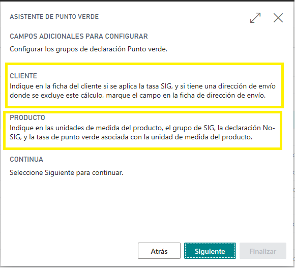 Configuración asistida punto verde paso 4