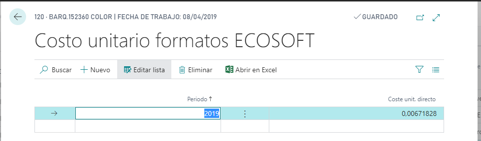 Coste formato ECOSOFT