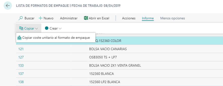 Copiar coste unitario