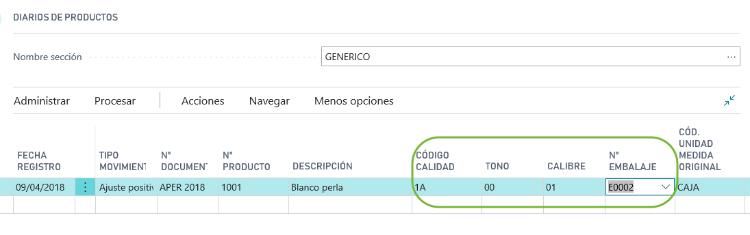 Diario de productos