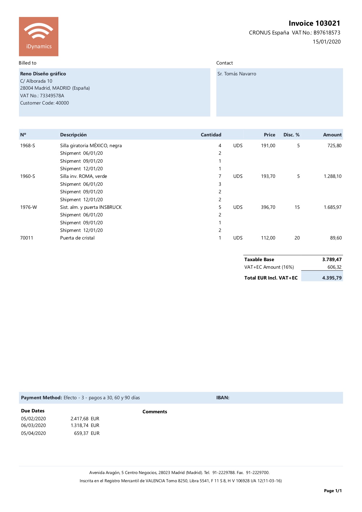 Ejemplo de factura de venta