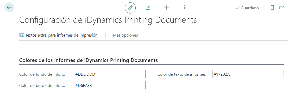 Configuración Aitana Printing Documents/Colores de Informes
