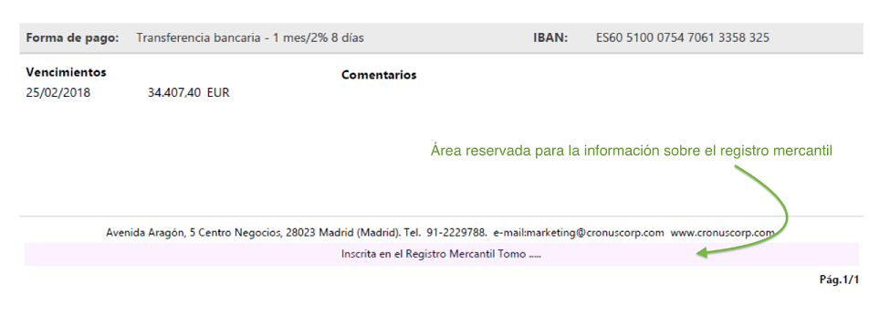 Registro mercantil visualizado en un informe