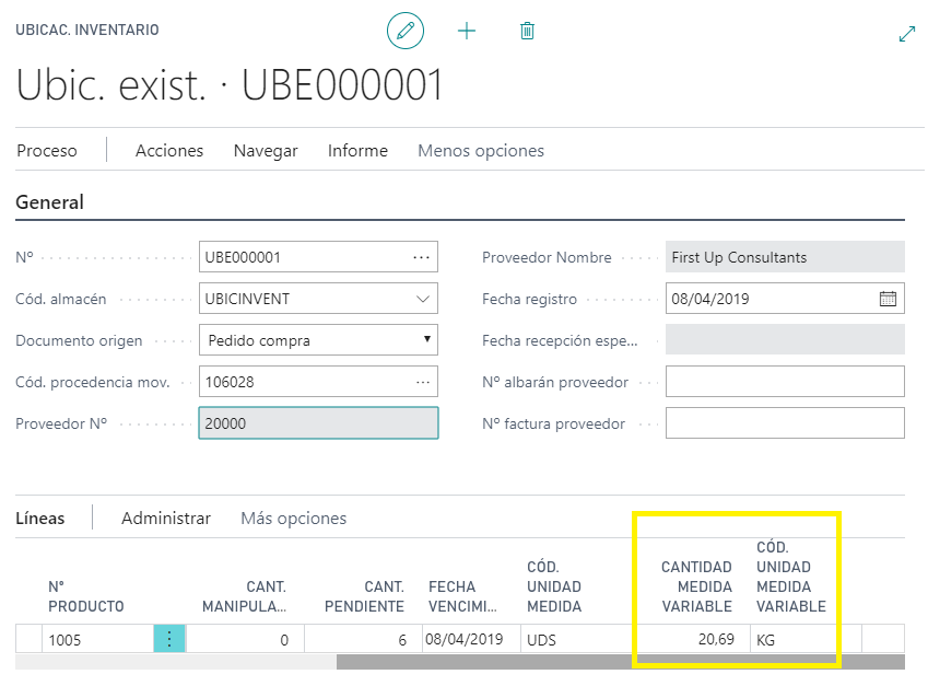 Documentos de ubicación inventario