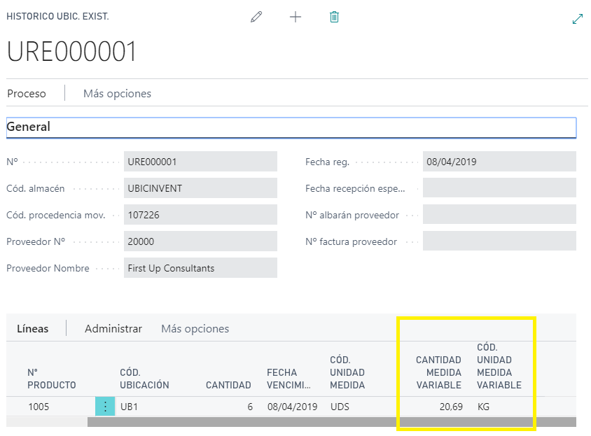 Documentos de ubicación inventario registrado
